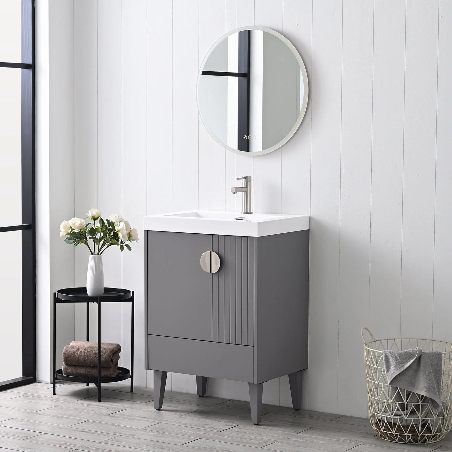 Blossom Kitchen and Bath Freestanding Bathroom Vanity with Sink, Wood Bathroom Vanity Cabinet with Acrylic Sink 24" - Pashm Grey
