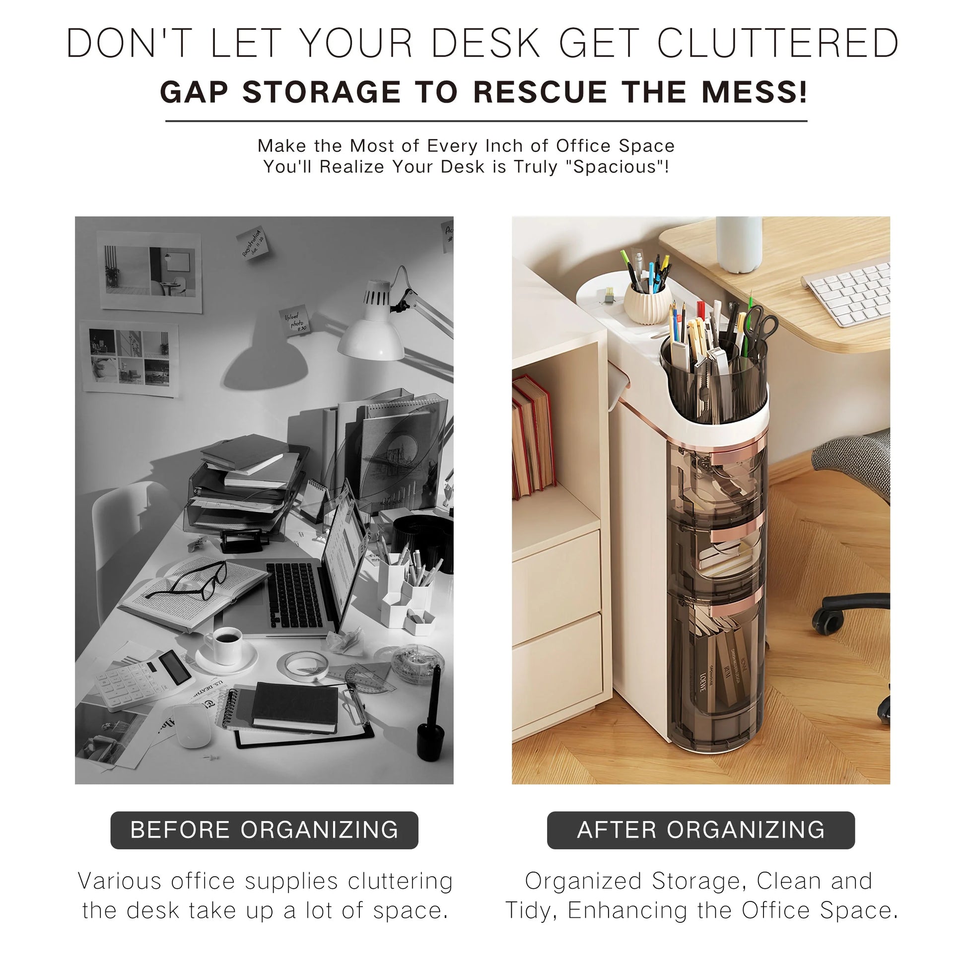 RAZXNAOR 4-Tiers Slim Bathroom Storage Cabinet, Narrow Organizers with Drawers, Beside Toilet Paper Storage for Bathroom