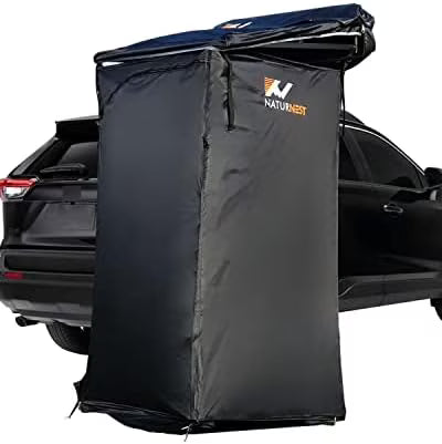 Naturnest Shower Tent with Roof and Floor mat, Overland Shower Awning, Bathroom Tent for SUV Car Camping Shower Tent, Portable Shower Tent Toilet Camping Privacy Shelters, Car Side Shower Room