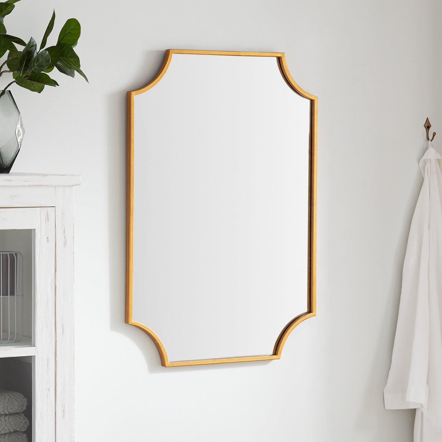 34" x 24.25" x 1" Wall Bathroom Vanity Mirror -IRON, MIRROR & ACRYLIC BACK- Gold Leaf -GL