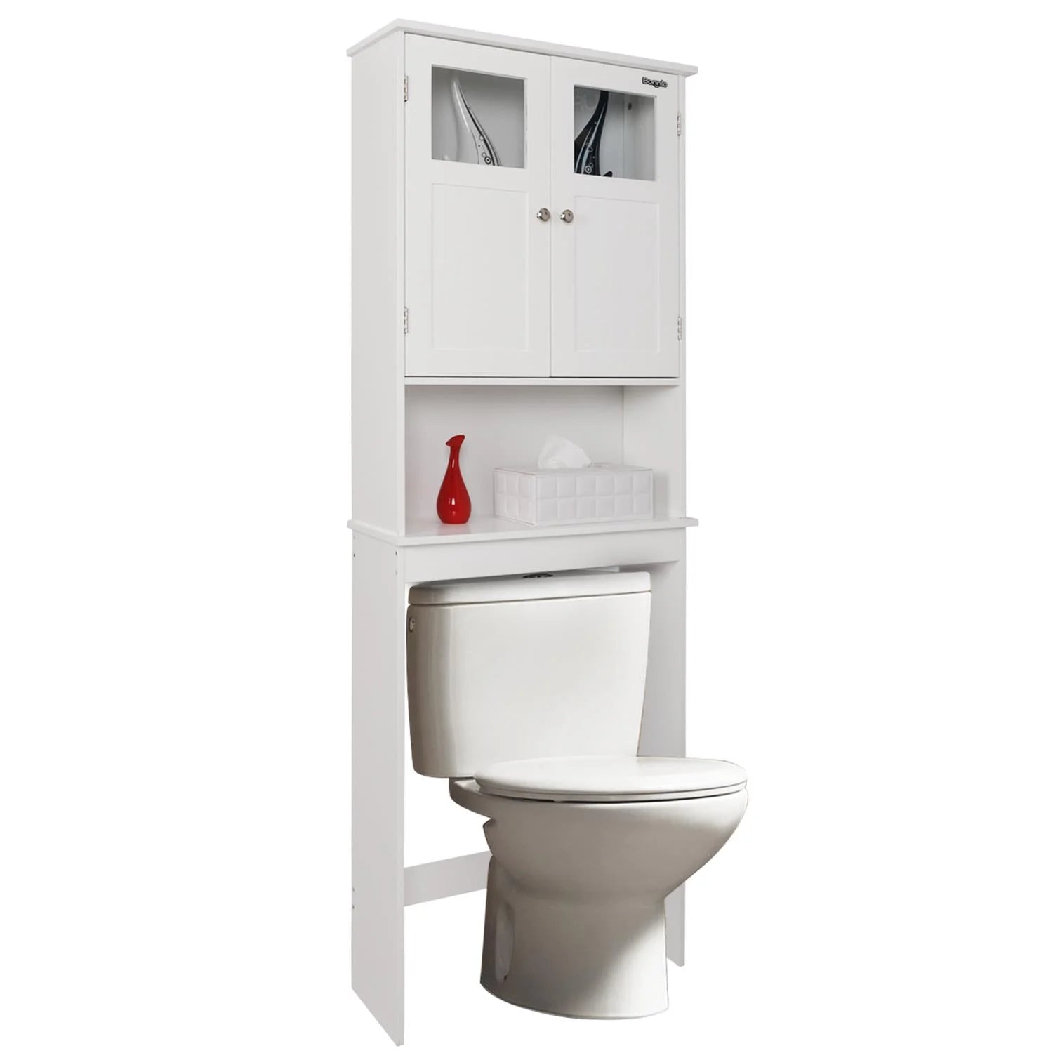 Zimtown 67'' over the Toilet Bathroom Storage Cabinet with 2 Doors and Adjustable Shelf, White
