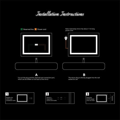 Ktaxon 32"x24" LED Lighted Bathroom Wall Mounted Mirror Vanity or Bathroom Wall Hanging Rectangle Vertical Mirror,Anti Fog+IP67 Waterproof