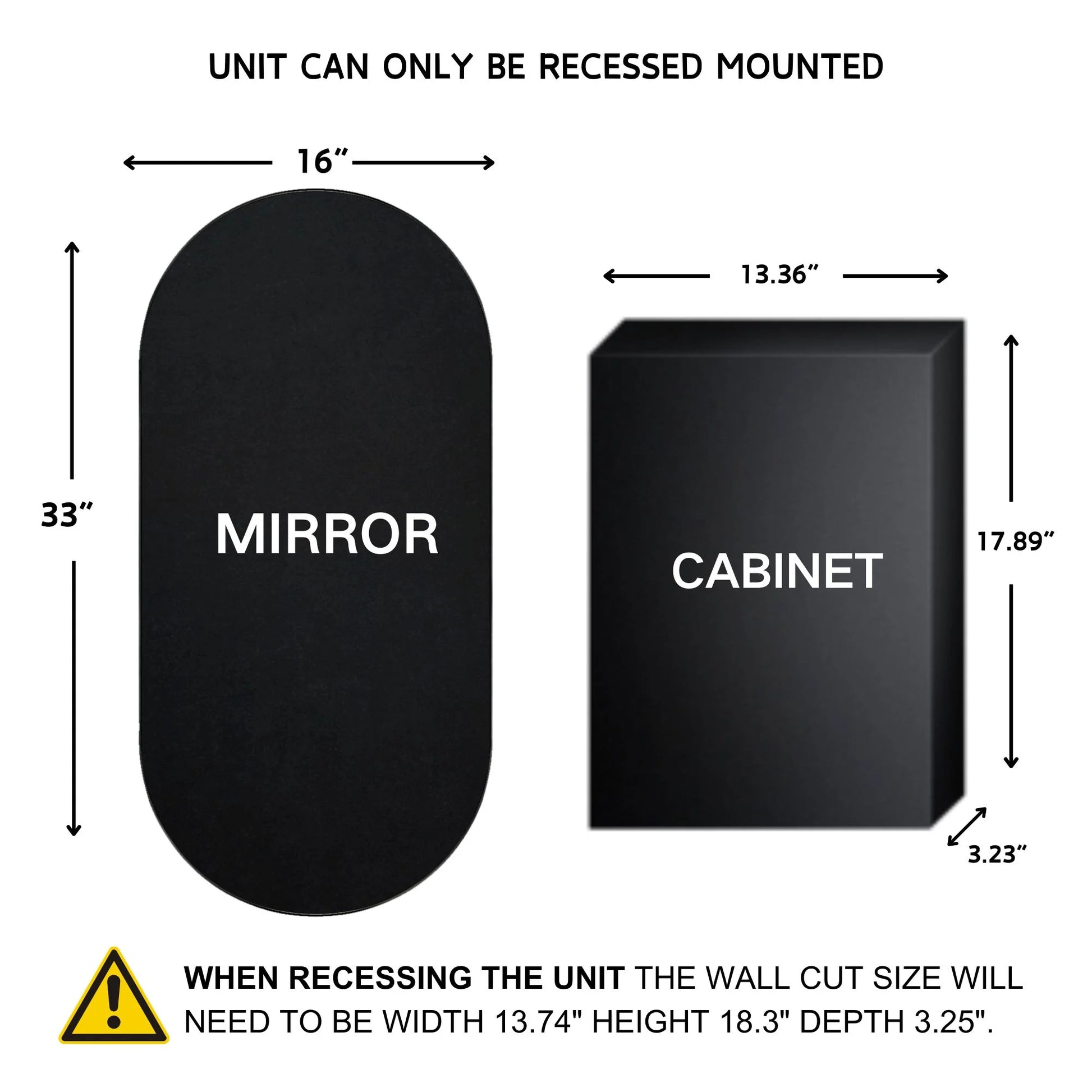 TEHOME Chrome Oval Recessed Bathroom Medicine Cabinet with Mirror Stainless Steel Metal Framed Oblong Pill Shaped Bathroom Cabinet with Mirror 16x33''