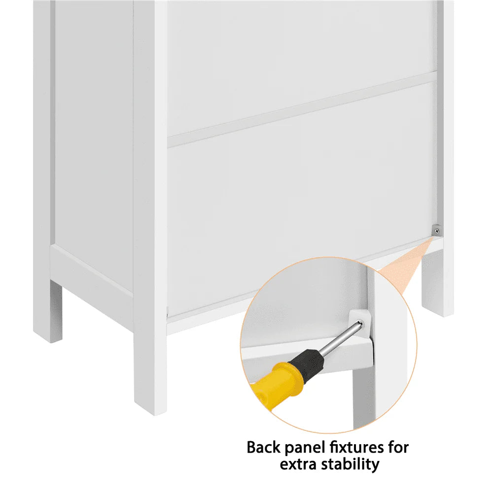 SMILE MART 5-Tier Wooden Bathroom Floor Cabinet, White