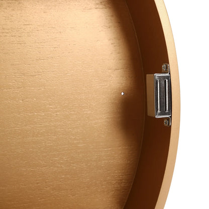Mirror Cabinet Round Vanity Mirror Wood Frame Wall Cabinet with 3 Shelves for Bathroom