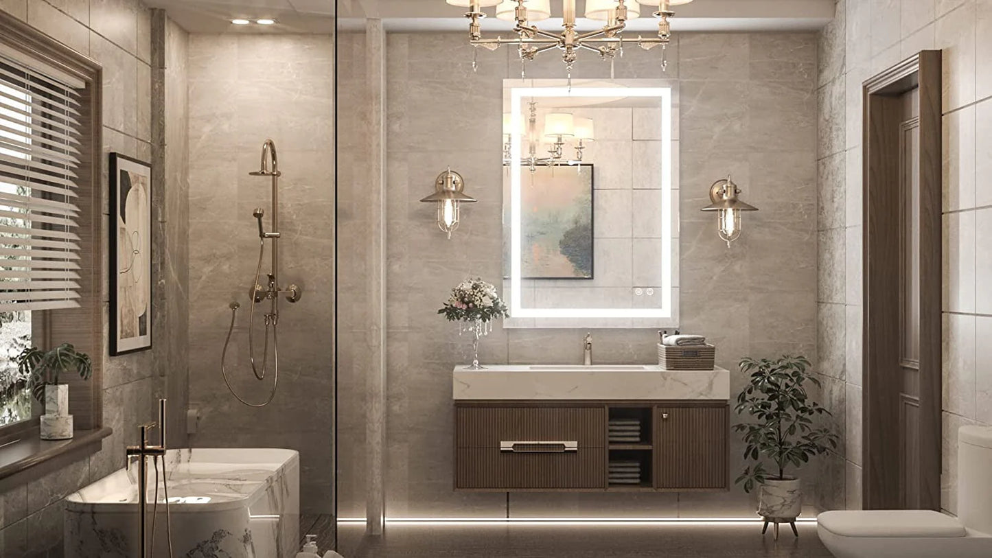 30 x 36 Bathroom LED Mirror Vanity Mirror with Lights,Dimmable ,Anti-Fog,Makeup Wall Mounted Modern Lighted Mirror