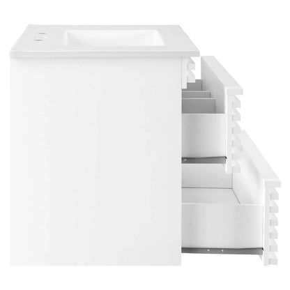 Modway Render 30" Wall-Mount Bathroom Vanity in White White