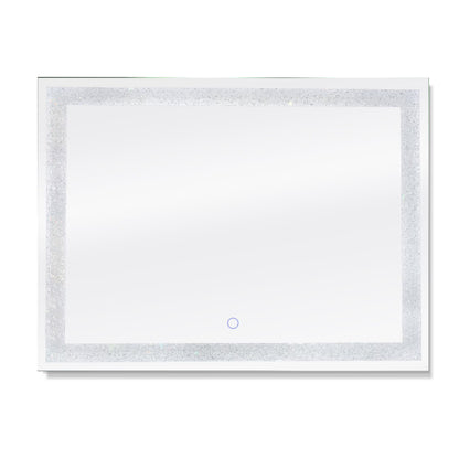 Dyconn Faucet Edison Crystal Horizontal/Vertical Wall Mounted Backlit LED Bathroom Vanity Mirror with Touch ON/OFF/Dimmer & Anti-Fog Function (30"W X 36"H)