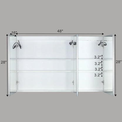 Ktaxon 48"x28" LED Bathroom Mirror Cabinet with Lights, Wall-Mounted Medicine w/ Defogger, Dimmable, Memory function, Outlets & USB, White