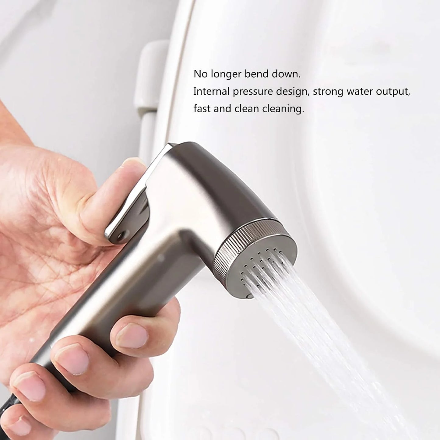 Handheld Bidet Sprayer for Toilet, Brass Portable Cloth Diaper Sprayer Set Single Cold Water Bathroom Bidet Sprayer Kit with PVC Shower Hose for Pet Bathing,Gray