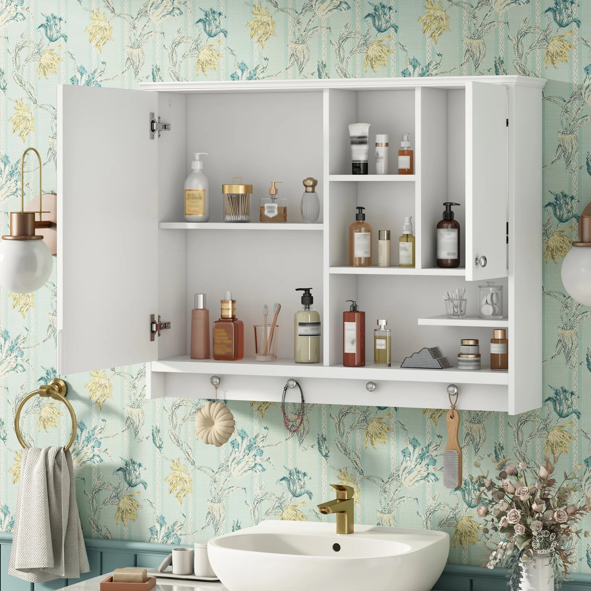 Bathroom Storage Cabinet 36 Inch Wall Mounted Medicine Cabinet, Bathroom Storage Cabinet with Mirror Door and Adjustabl Shelf, Mirror Cabinet for Bathroom,Bathroom Wall Storage