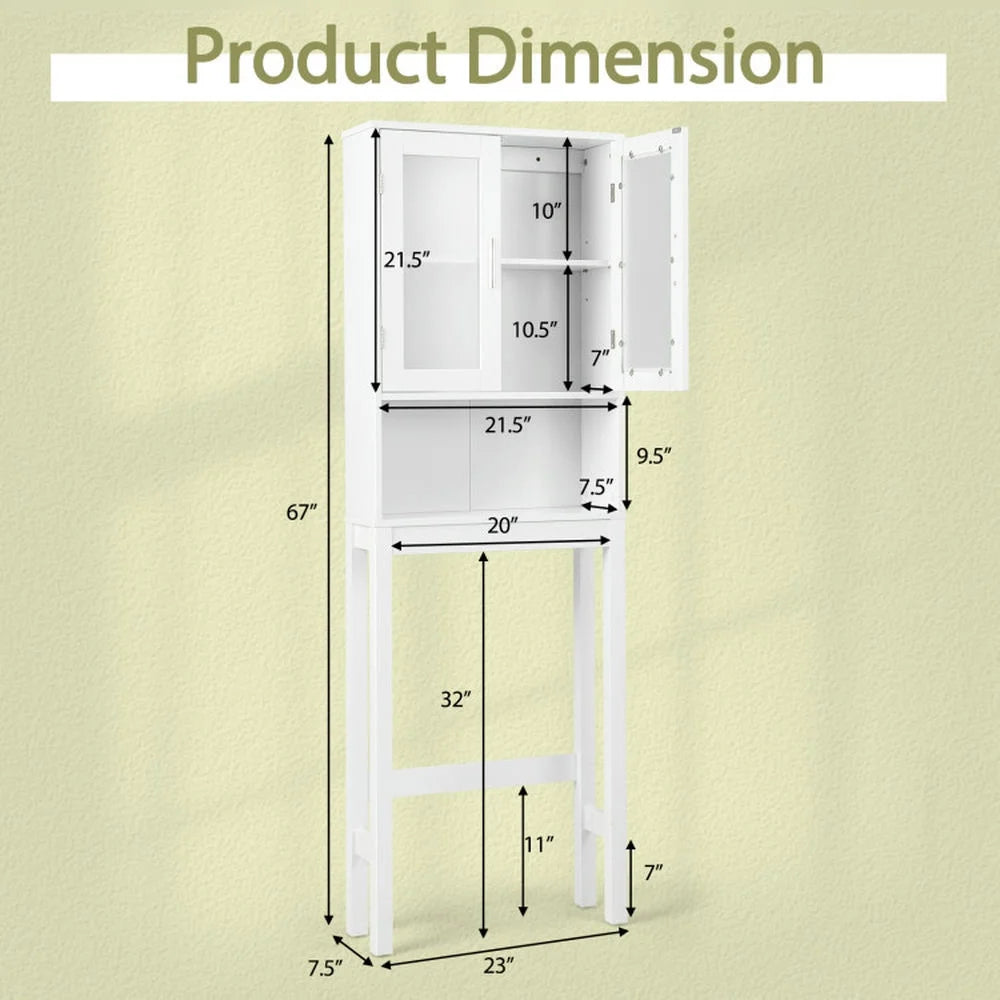 Yardi Yard Over the Toilet Bathroom Storage Cabinet with Adjustable Shelf, Bathroom Organizers and Storage