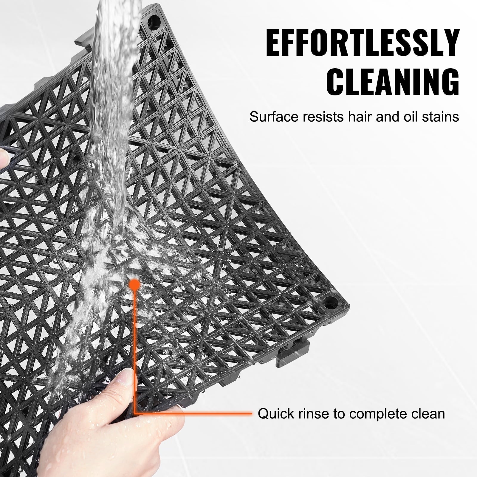 VEVOR Interlocking Tile 50PCS Black, Drainage Tiles 12" x 12" Splicing, Soft PVC Interlocking Drainage Floor Tiles, Non-Slip Drainage Holes for Restroom, Bathroom, Kitchen, Pool, Wet Areas