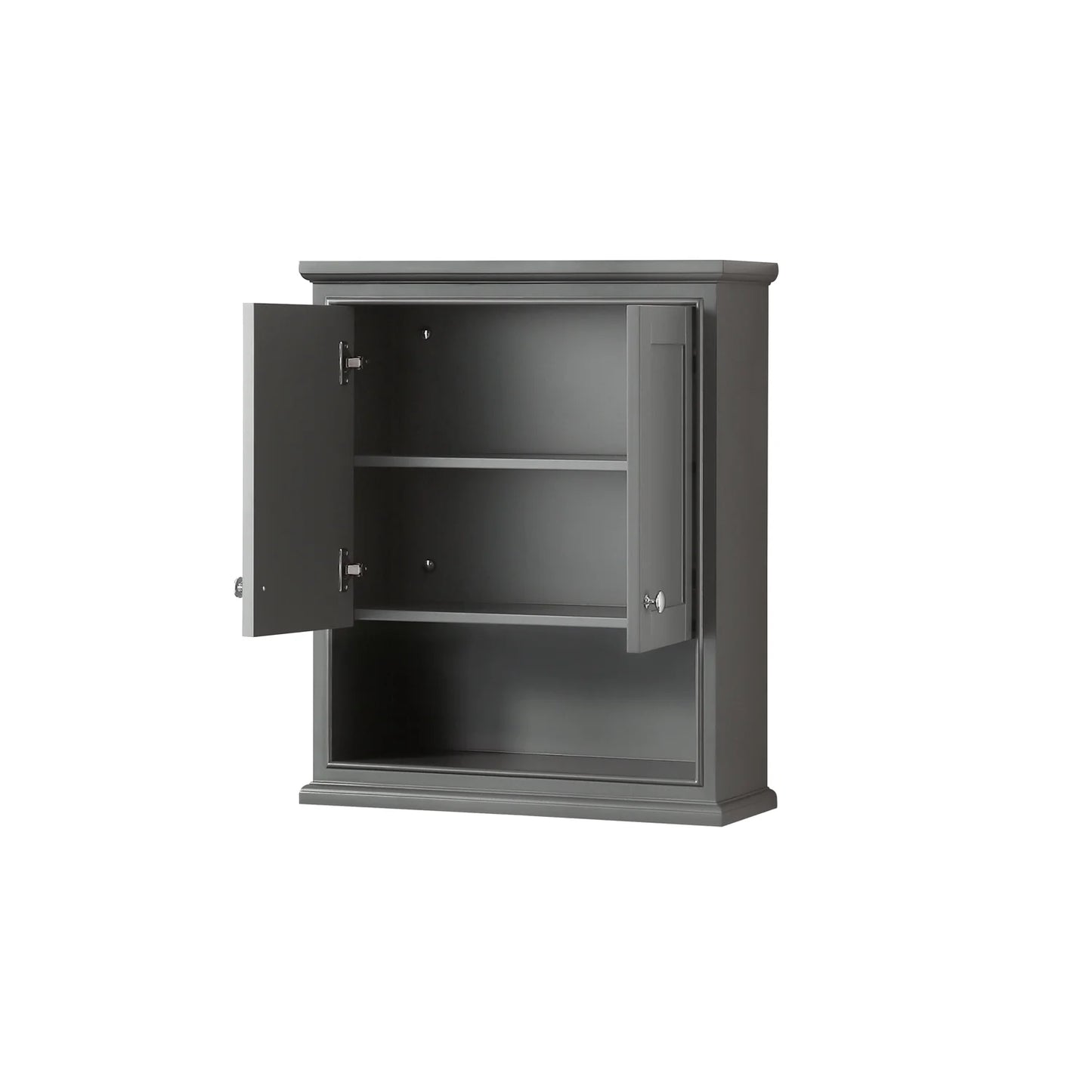 Wyndham Collection Deborah Over-the-Toilet Bathroom Wall-Mounted Storage Cabinet in Dark Gray with Matte Black Trim