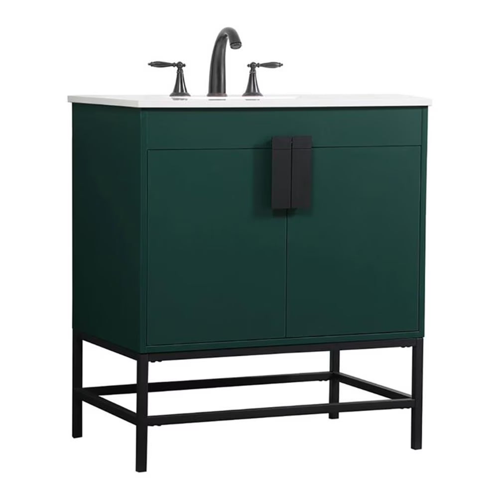 Elegant Decor Eugene 30" Aluminum MDF Single Bathroom Vanity in Blue