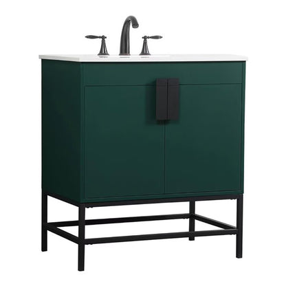 Elegant Decor Eugene 30" Aluminum MDF Single Bathroom Vanity in Blue