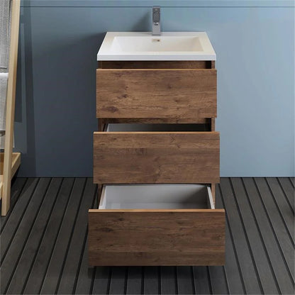 Fresca Lazzaro 24" Rosewood Free Standing Modern Bathroom Cabinet w/ Integrated Sink