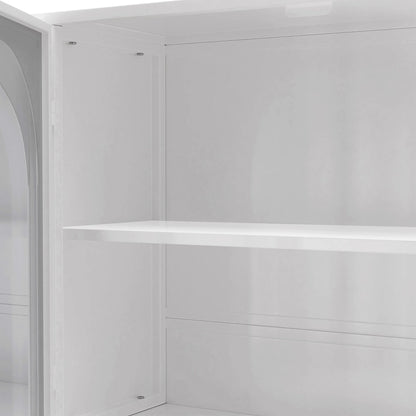 MDQMD White Wall Mounted Medicine Cabinet with Large Storage for Bathroom,Wall Cabinet with Glass Doors and Gold Handle for Kitchen