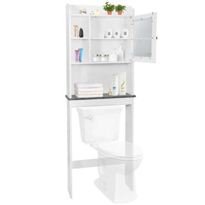 ZenSports Over The Toilet Storage Cabinet Organizer Bathroom Space Saver W/ Adjustable Shelves, White