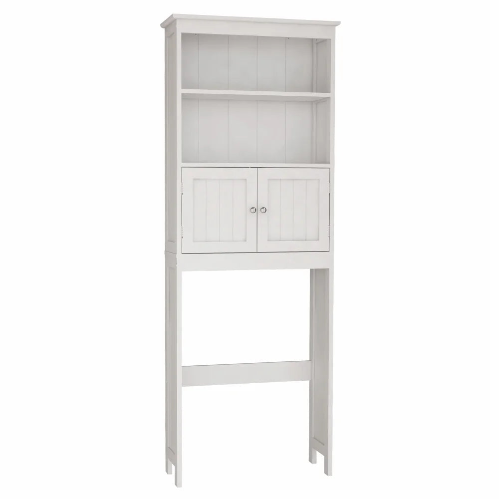 Tcbosik Over the Toilet Storage Cabinet with Doors, 70"H Freestanding Above the Toilet Storage Rack with Open Shelves for Bathroom, Space-Saving, White