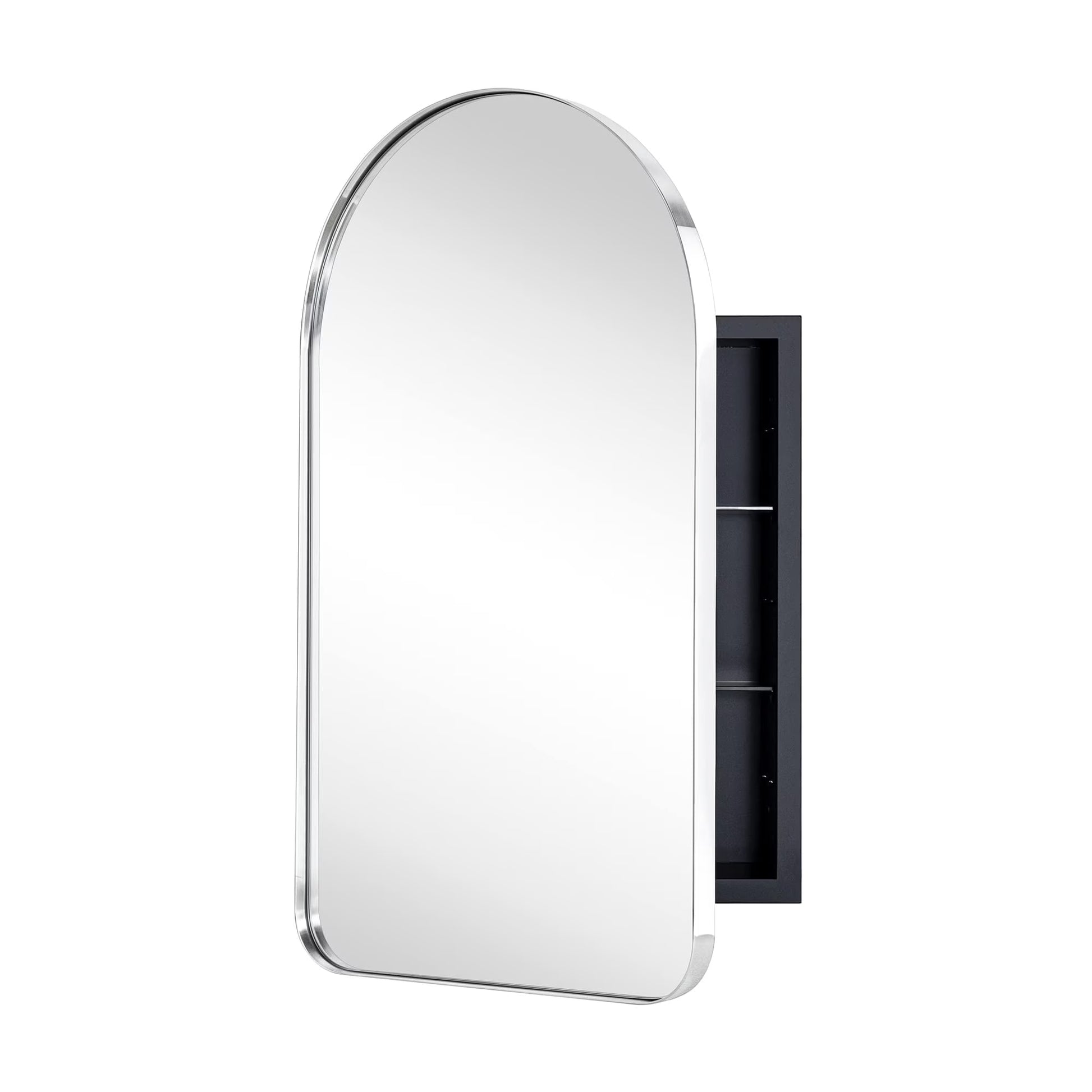 TEHOME Black Arched Recessed Bathroom Medicine Cabinet with Mirror Arch Vanity Mirros 16x28.3"