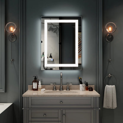 Ktaxon 32"x24" LED Lighted Bathroom Wall Mounted Mirror Vanity or Bathroom Wall Hanging Rectangle Vertical Mirror,Anti Fog+IP67 Waterproof