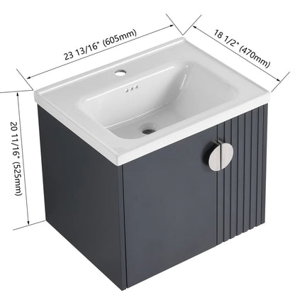 Bathroom Vanity with Dual-door Design, 24 Inch Bathroom Vanity Sink with Soft Close Door and Metal Handles, Bathroom Vanity with Sink for Small Bathroom Apartment, Black
