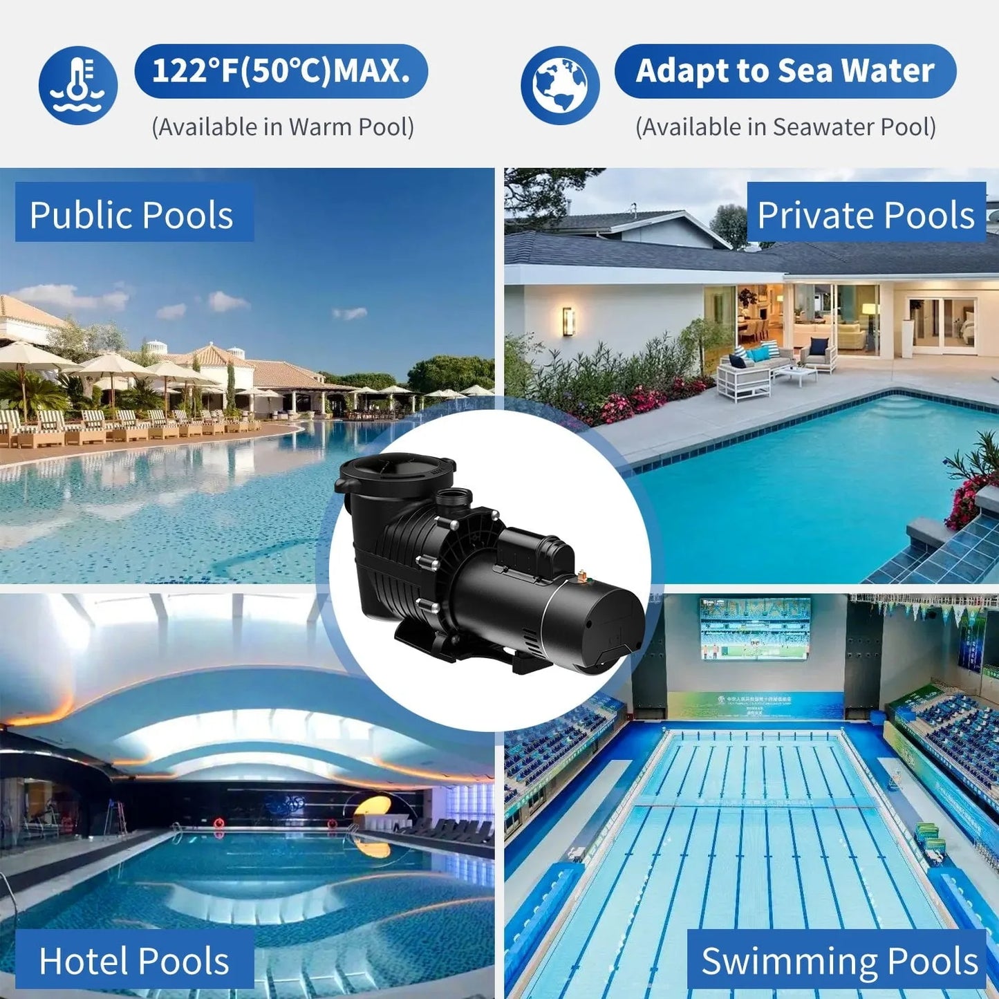1.5 HP In/Above Ground Swimming Pool Pump, 1150W 4500GPH 115V/230V Dual Voltage Self-Priming Filter Pumps for Pools Spa Bathtub