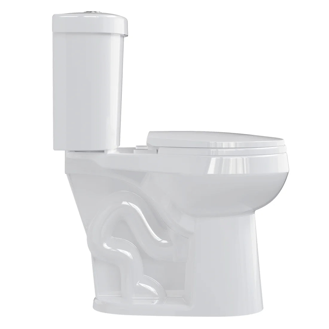 21" Toilet, Two-Piece Toilet, ADA Toilet with Dual Flush, Round Toilets for Bathrooms with Soft Close Seat, Universal Height with 1.28 Siphonic Flush Cotton White