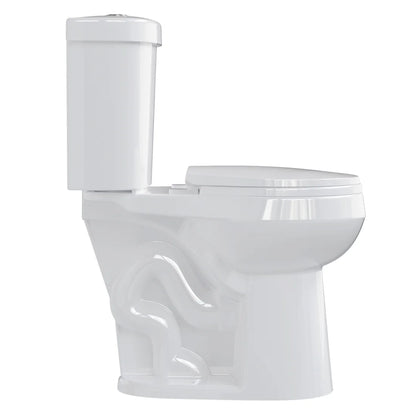 21" Toilet, Two-Piece Toilet, ADA Toilet with Dual Flush, Round Toilets for Bathrooms with Soft Close Seat, Universal Height with 1.28 Siphonic Flush Cotton White