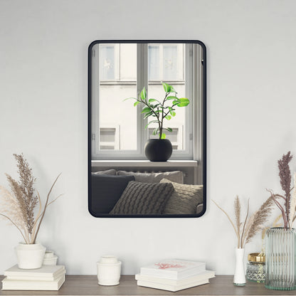 Emma + Oliver 20" x 30" Rectangular Wall Mirror with Black Frame, Silver Backing for Clarity and Shatterproof Glass for Entryways, Bathrooms & More