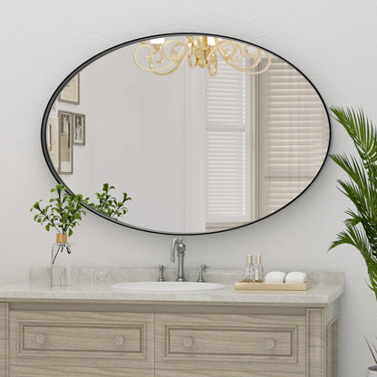 Clavies Black Oval Mirror, 22x30 Inches Bathroom Vanity Mirror, Wall Mirror with Metal Frame