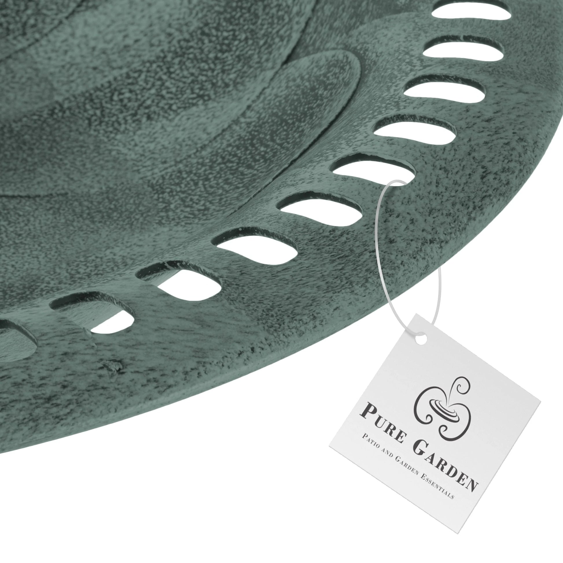 Antique Bird Bath- Weather Resistant Resin Birdbath with Vintage Scroll Design, 3 Ground Stakes for Garden,Outdoor Decor by Pure Garden (Patina Green)