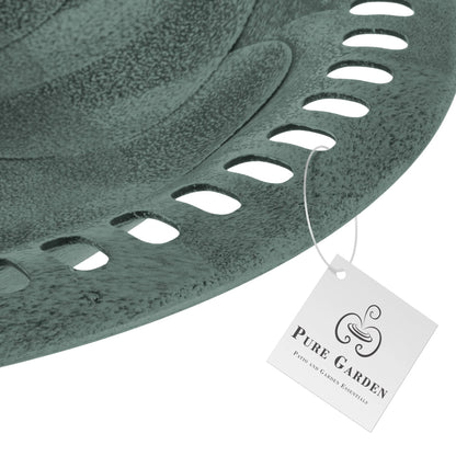 Antique Bird Bath- Weather Resistant Resin Birdbath with Vintage Scroll Design, 3 Ground Stakes for Garden,Outdoor Decor by Pure Garden (Patina Green)