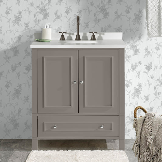 Alaterre Furniture Williamsburg 30 in. Bathroom Vanity - Freestanding Cabinet Without Sink - Small Wood Vanity with Soft-Close Doors, Gray