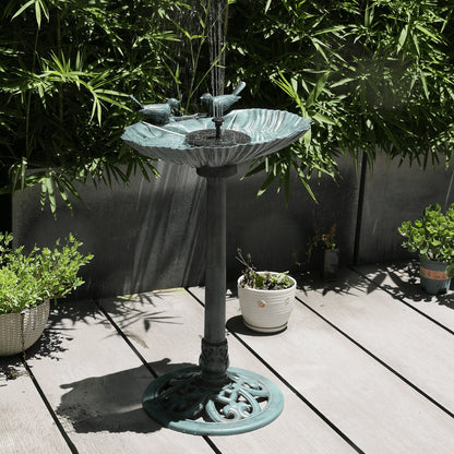 Magshion 28" Outdoor Garden Green Pedestal Bird Bath with Solar Pumb, for Patio Backyard Décor