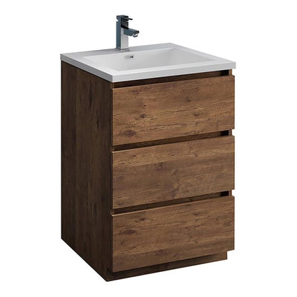 Fresca Lazzaro 24" Rosewood Free Standing Modern Bathroom Cabinet w/ Integrated Sink