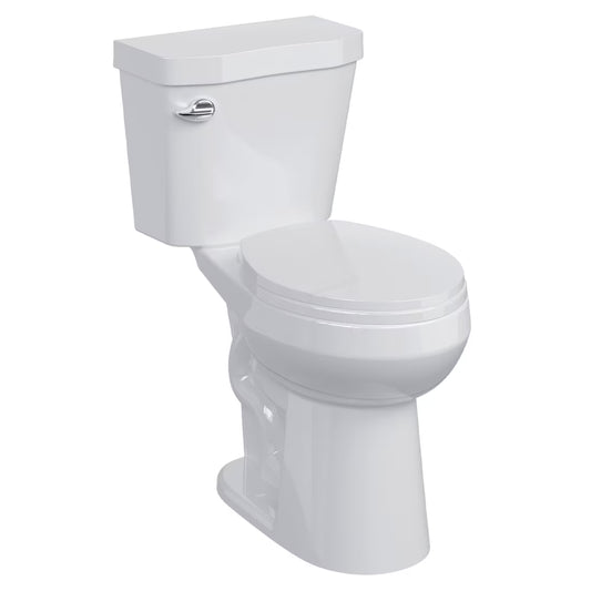 19" Toilet, Elongated Toilets for Bathrooms, Two-Piece Toilet with Soft Close Seat, 1.28 Siphonic Flush Toilet with Universal Height ADA Cotton White