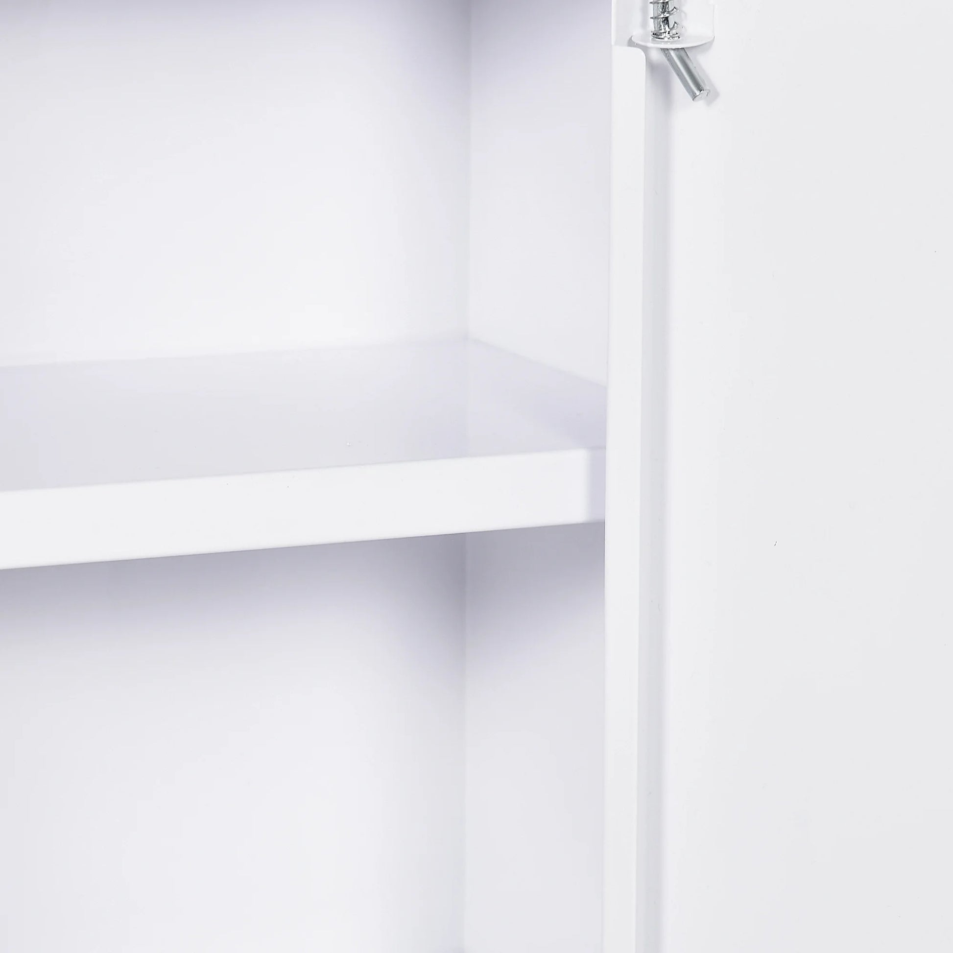 Living Room Cabinets kleankin 16" x 21" Wall Medicine Cabinet with Lock, 3 Tier Steel Locking Wall Cabinet for Bathroom, Kitchen with 2 Keys, White,Primary Living Space Cabinets