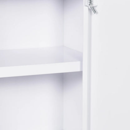Living Room Cabinets kleankin 16" x 21" Wall Medicine Cabinet with Lock, 3 Tier Steel Locking Wall Cabinet for Bathroom, Kitchen with 2 Keys, White,Primary Living Space Cabinets