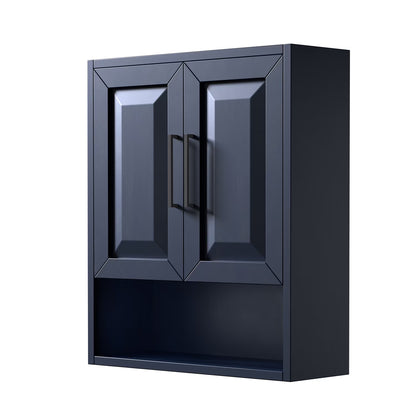 Wyndham Collection Daria Over-the-Toilet Bathroom Wall-Mounted Storage Cabinet in Dark Espresso with Matte Black Trim