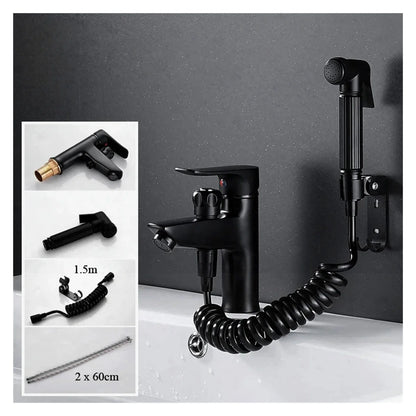 Bathroom Basin 2 In 1 Faucet, Brass Handheld Toilet Bidet Faucets, Sprayer Cold And Hot Water Mixer Bathtub Tap With Shower Set ,Made to Last