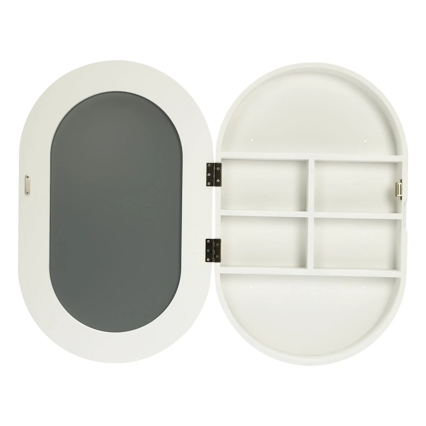 Fichiouy Bathroom Mirror Cabinet Oval Wall Mounted Cabinet Storage Cabinet with Mirror for Bathroom 19.76" x 30.82"