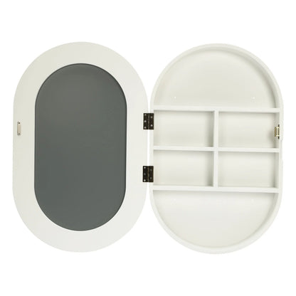 Fichiouy Bathroom Mirror Cabinet Oval Wall Mounted Cabinet Storage Cabinet with Mirror for Bathroom 19.76" x 30.82"