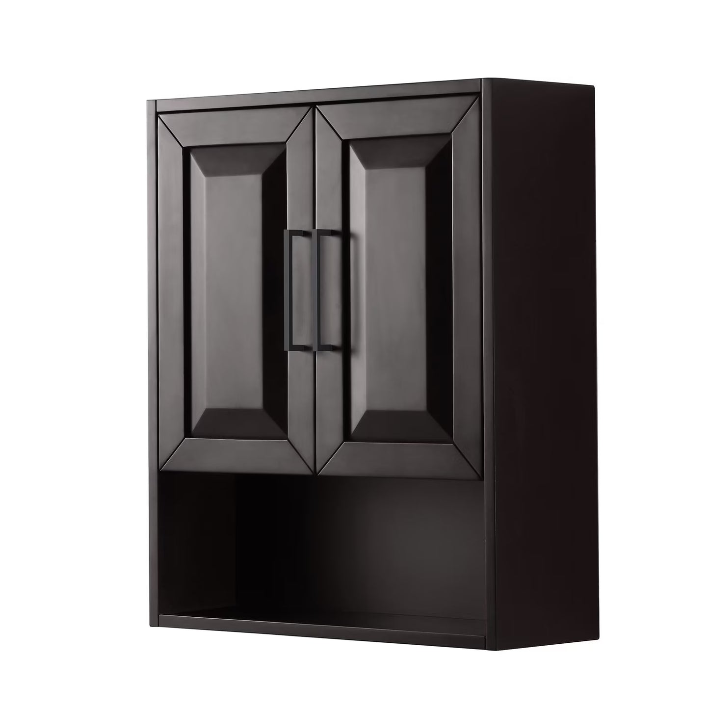 Wyndham Collection Daria Over-the-Toilet Bathroom Wall-Mounted Storage Cabinet in Dark Espresso with Matte Black Trim
