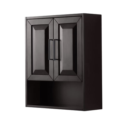 Wyndham Collection Daria Over-the-Toilet Bathroom Wall-Mounted Storage Cabinet in Dark Espresso with Matte Black Trim