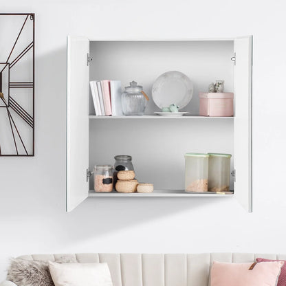 Costway Bathroom Cabinet Medicine Cabinet Wall Mount Double Door with Shelf and Mirror