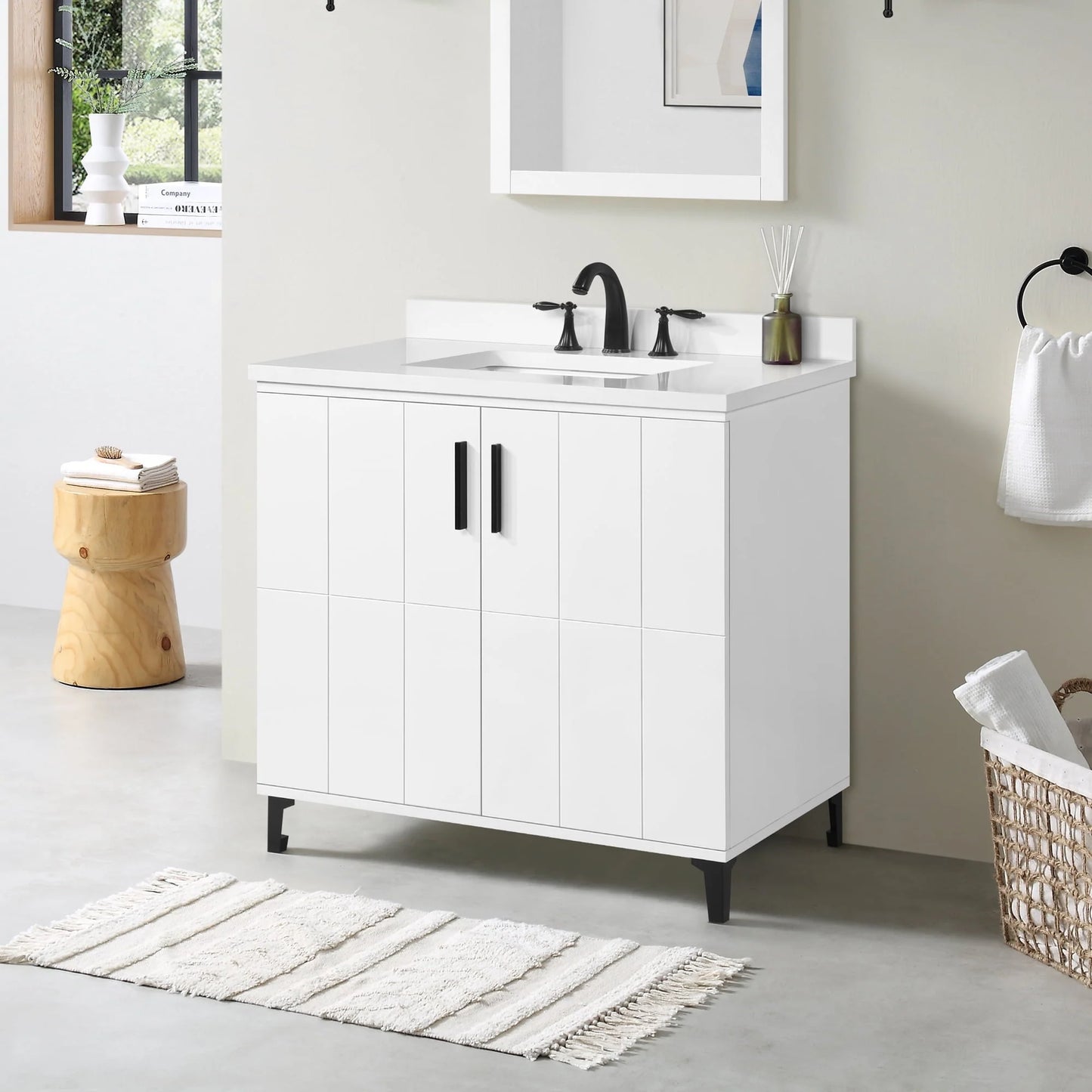 Ove Decors Zenia 36 in W x 22 in D Freestanding Bathroom Vanity with Sink, Matte White