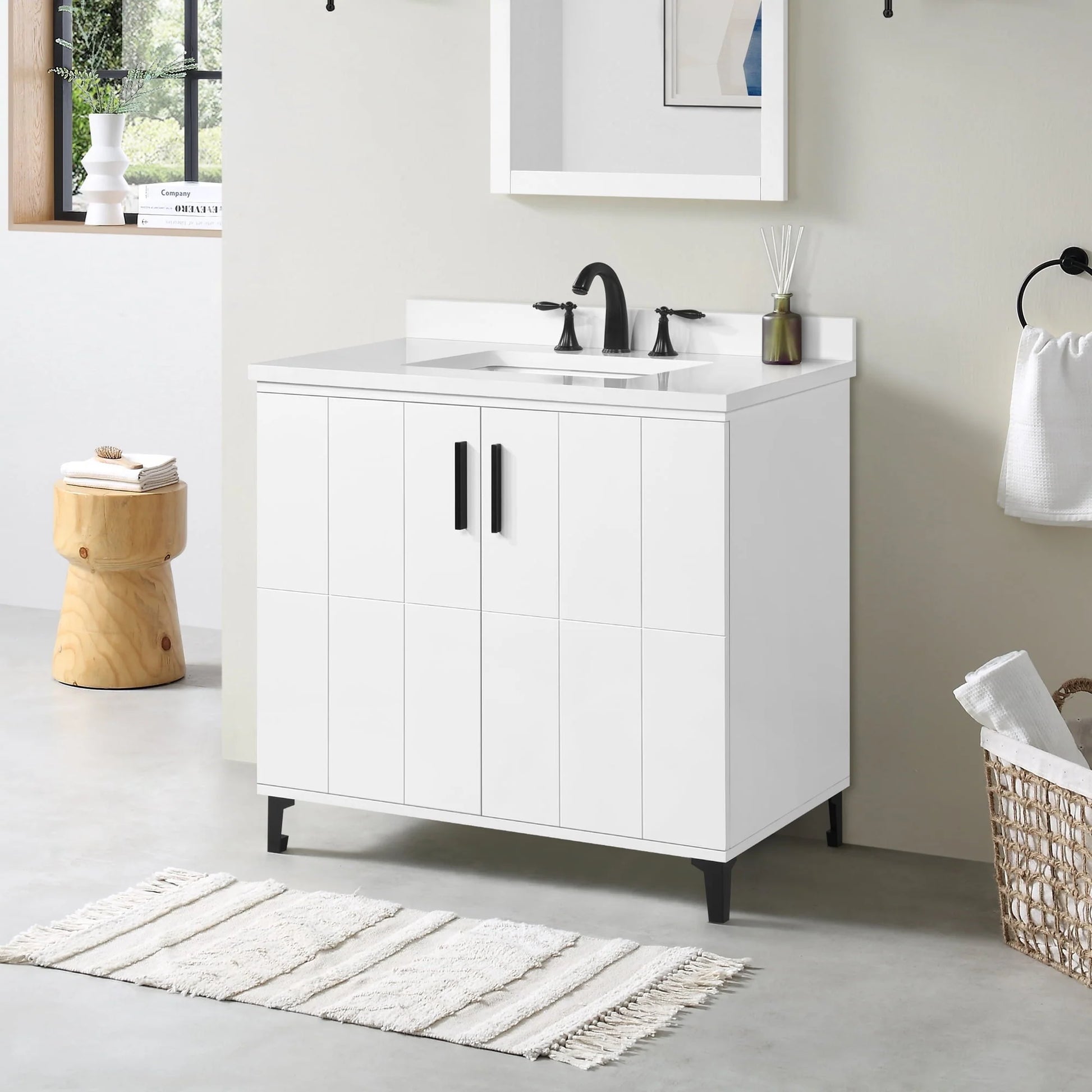 Ove Decors Zenia 36 in W x 22 in D Freestanding Bathroom Vanity with Sink, Matte White