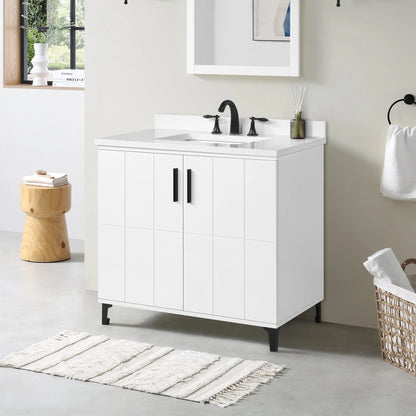 Ove Decors Zenia 36 in W x 22 in D Freestanding Bathroom Vanity with Sink, Matte White